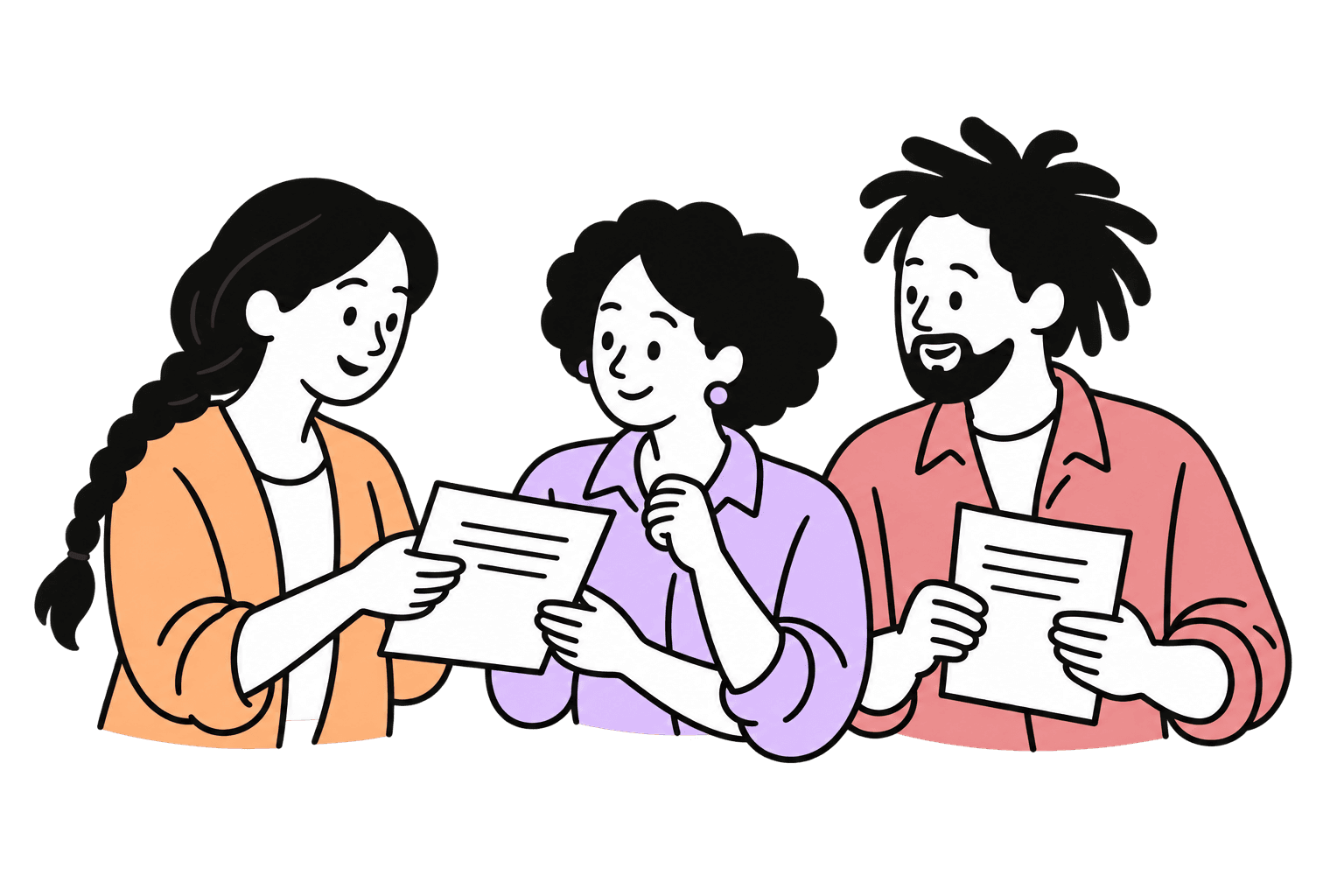 An agency team planning written client work together