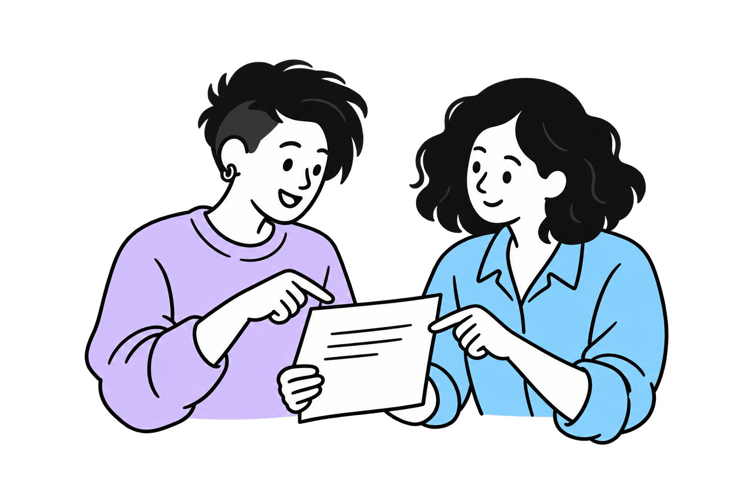 A creative director discussing feedback on a draft with a writer